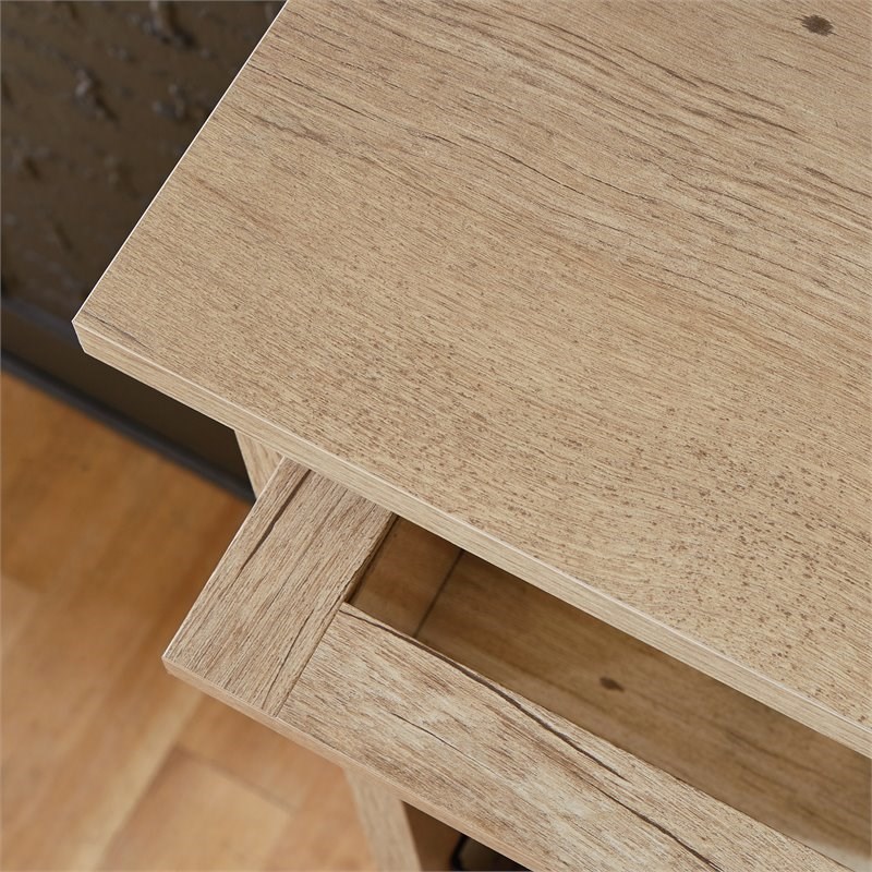 Home Square 2-Piece Set with Hutch & Knee Space Credenza Desk in Prime Oak