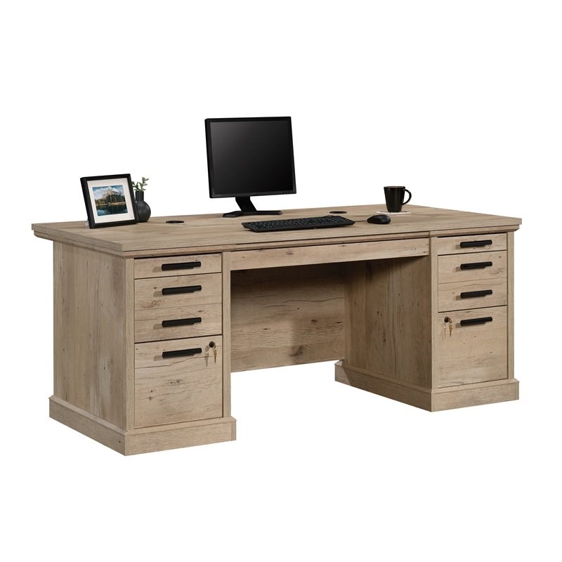 Home Square 3-Piece Set with Hutch Executive Desk & Stand Library Base