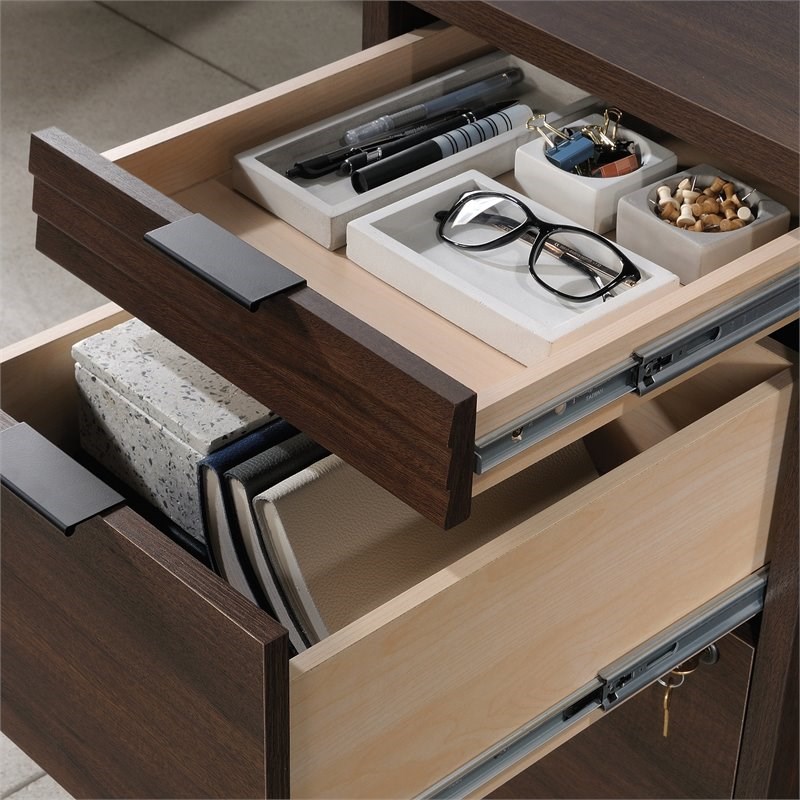 Home Square 3-Piece Set with Computer Credenza Desk Hutch & Small Filing Cabinet