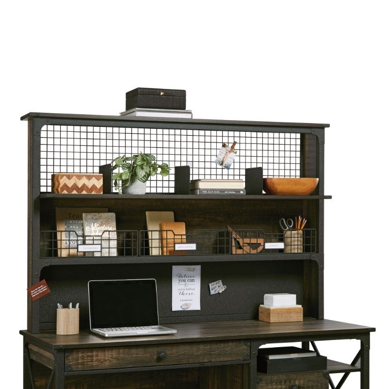 Home Square 4-Piece Set with Computer Desk Lateral File & 2 Hutches