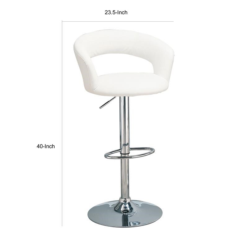 Home Square Contemporary Faux Leather Bar Stool in White - Set of 3