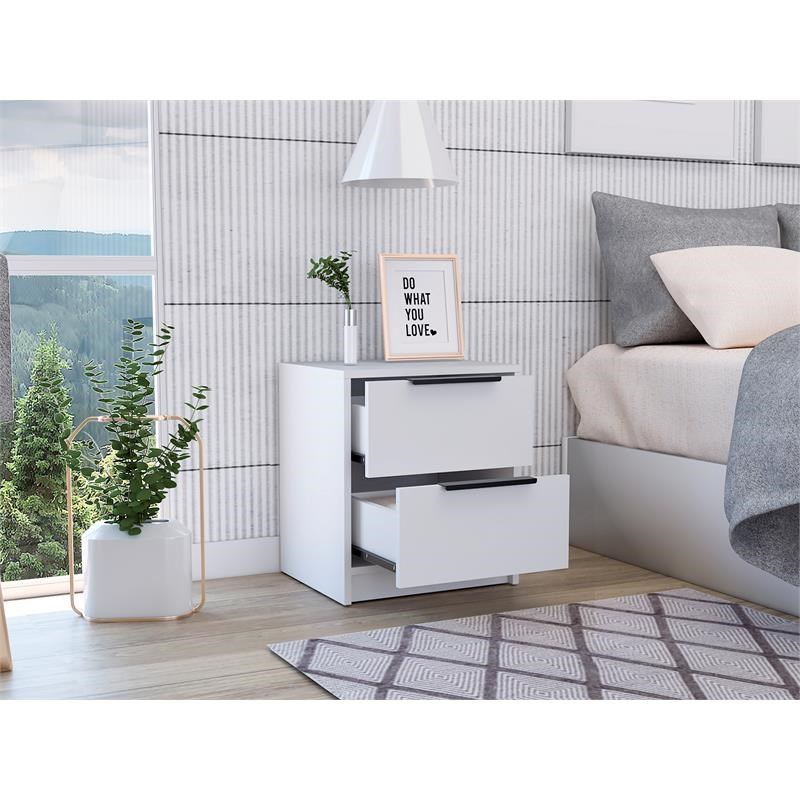 Home Square 2-Piece Set with 3 Drawers Dresser and Night Stand in White
