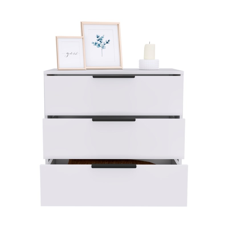 Home Square 2-Piece Set with 3 Drawers Dresser and Night Stand in White