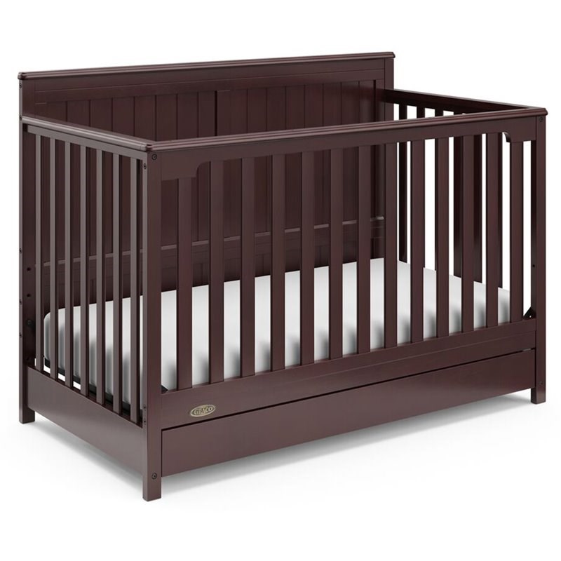 Home Square 2-Piece Set with Convertible Crib & 6 Drawer Dresser in Espresso