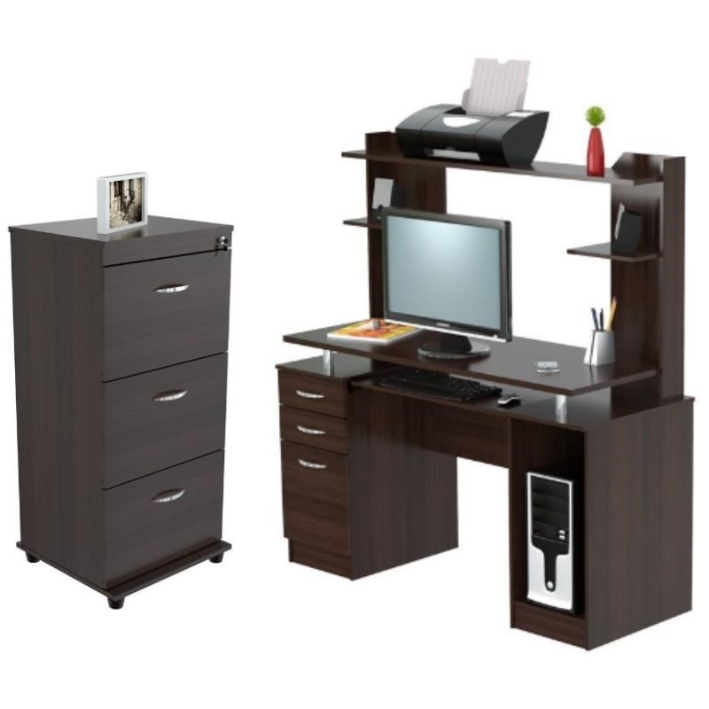 Home Square 2-Piece Set with Computer Desk & 3-Drawer File Cabinet