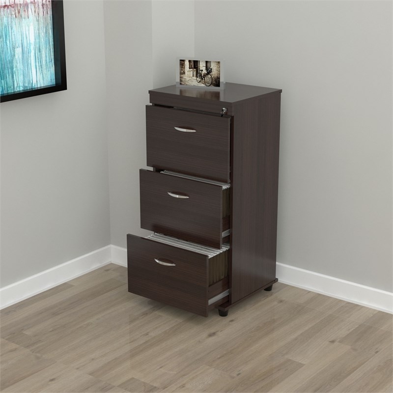 Home Square 2-Piece Set with L-Shaped Computer Desk & 3-Drawer File Cabinet