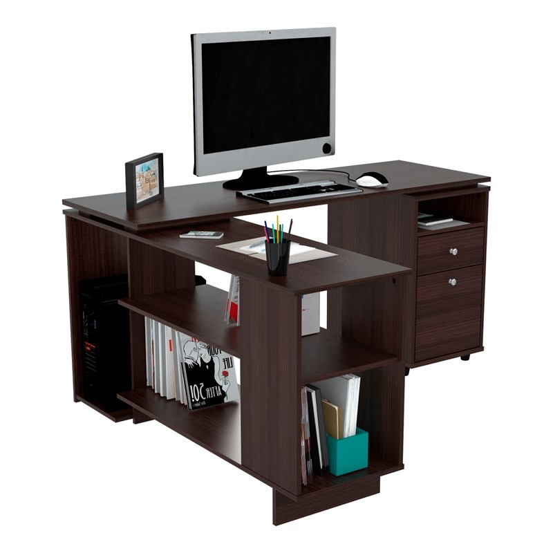 Home Square 2-Piece Set with Reversible Computer Desk & 3-Drawer File Cabinet