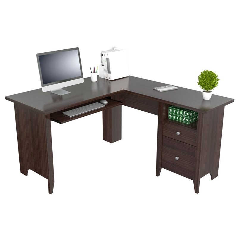 Home Square 2-Piece Set with L-Shaped Writing Desk & 3-Drawer File Cabinet