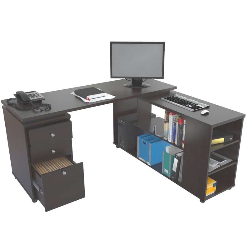 Home Square 2-Piece Set with L-Shaped Computer Desk & Mobile File Cabinet