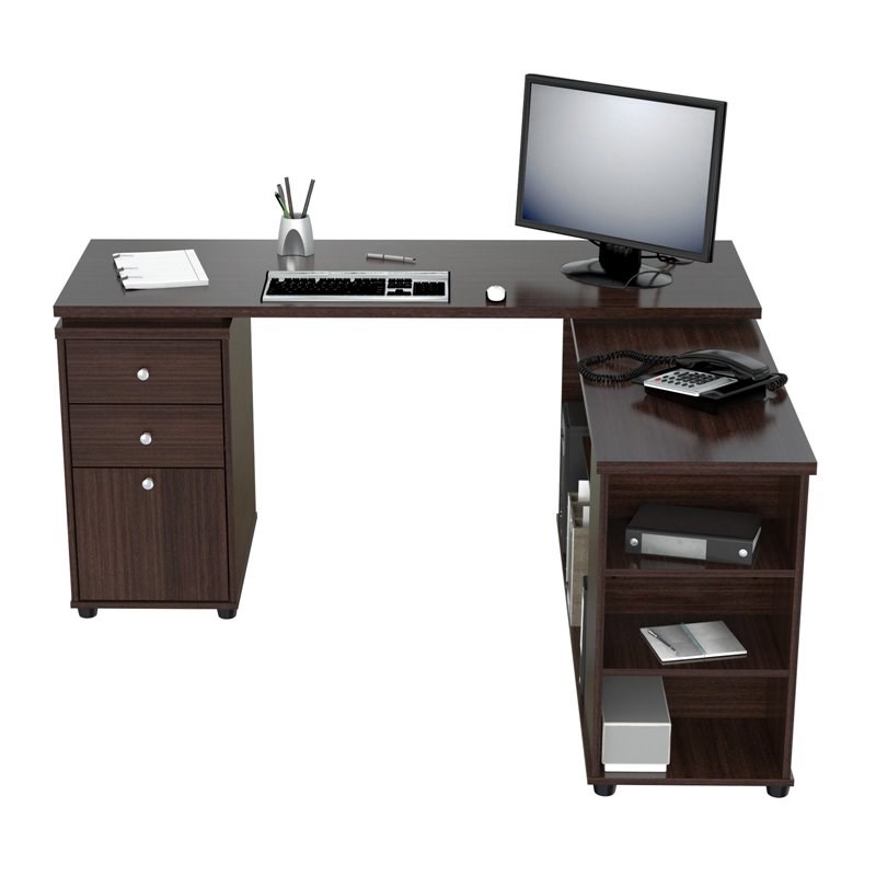 Home Square 2-Piece Set with L-Shaped Computer Desk & Mobile File Cabinet