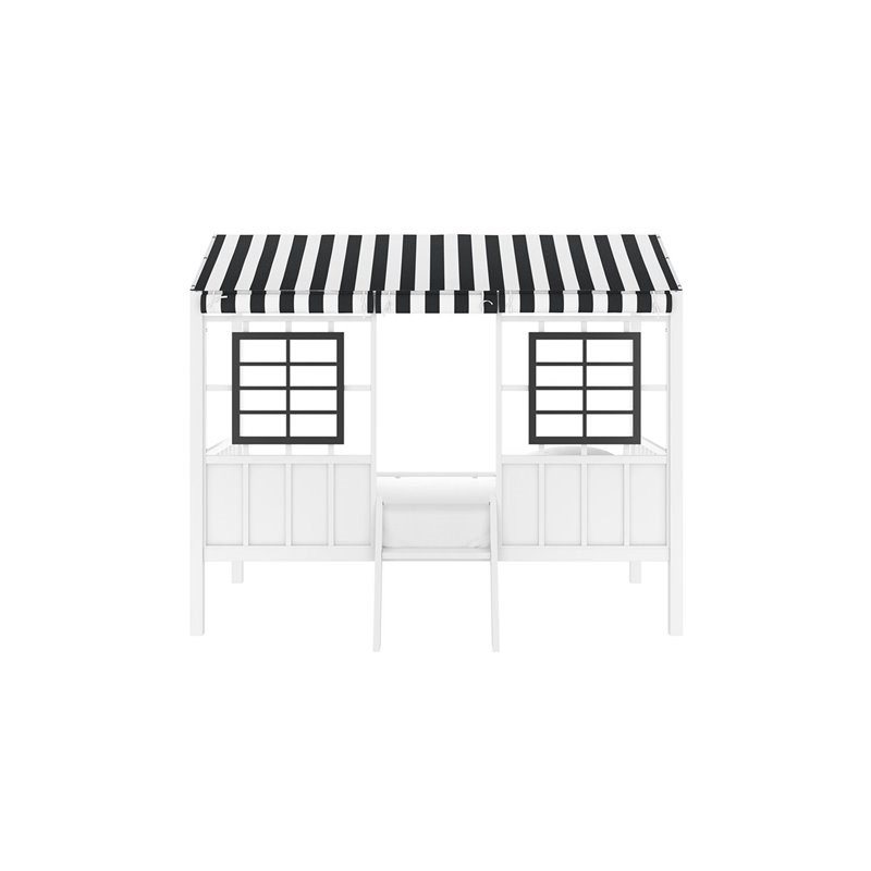 Home Square 2-Piece Set with Twin Loft Bed & 6 Drawer Dresser in Black & White