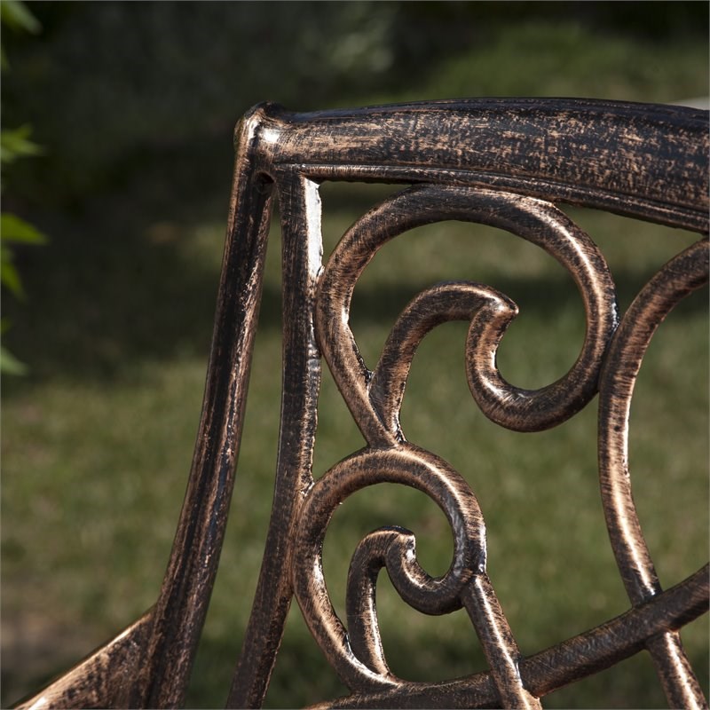Home Square Cast Aluminum Barstool in Shiny Copper Finish - Set of 3