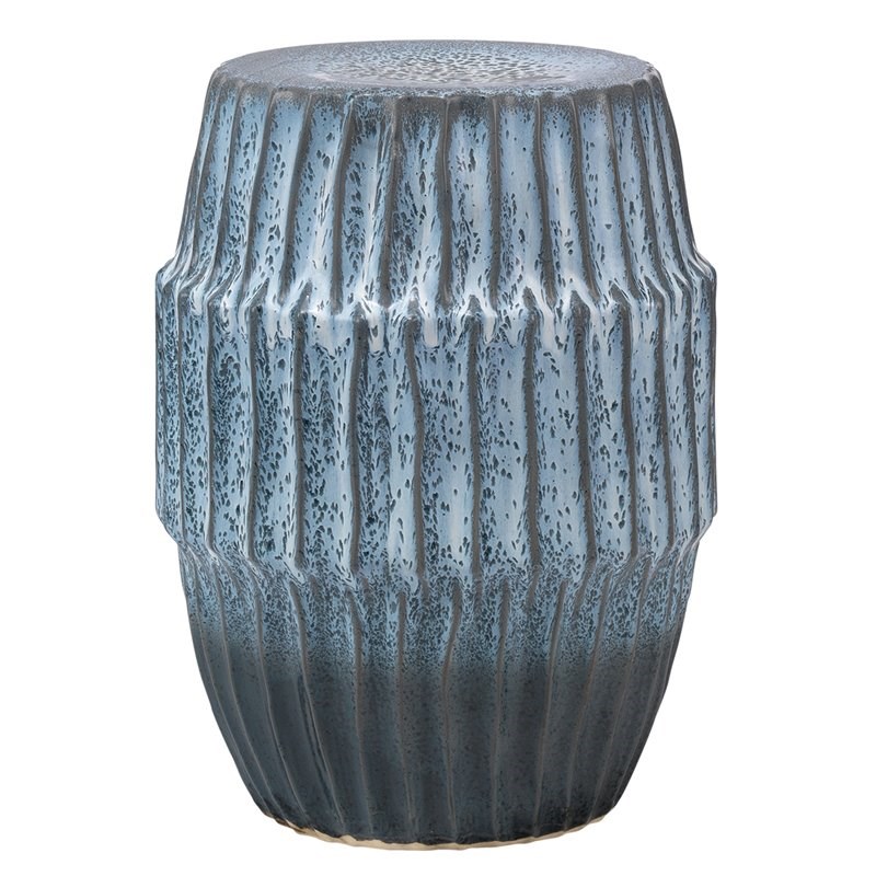 Home Square Coastal Ceramic Side Table in Blue Ombre - Set of 2
