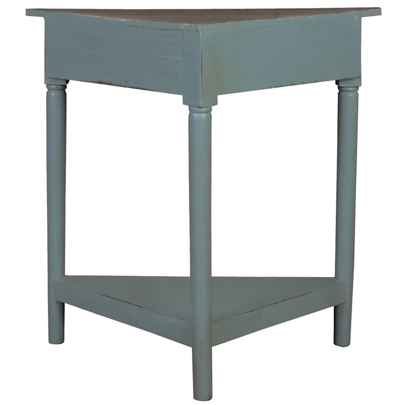 Home Square Wood Corner Table in Distressed Beach Blue & Raftwood - Set of 2