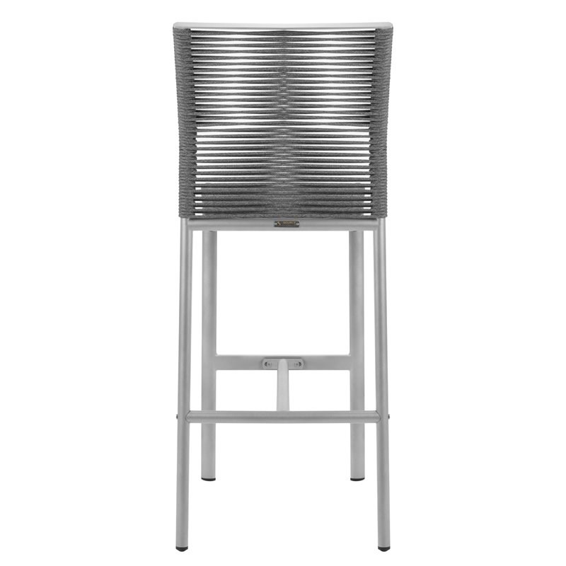 Home Square Aluminum Frame Patio Bar Side Stool in Charcoal Rope - Set of 3