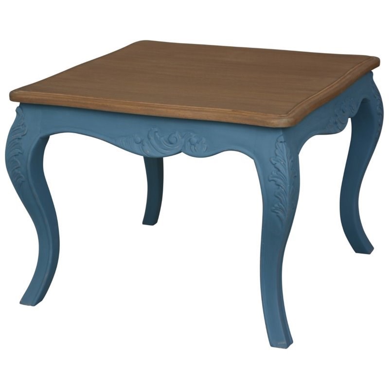 Home Square Square End Table in Antique Blue Finish - Set of 2
