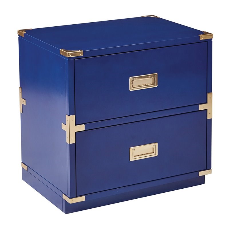 Home Square 2 Drawer Cabinet in Lapis Blue Fully Assembled - Set of 2