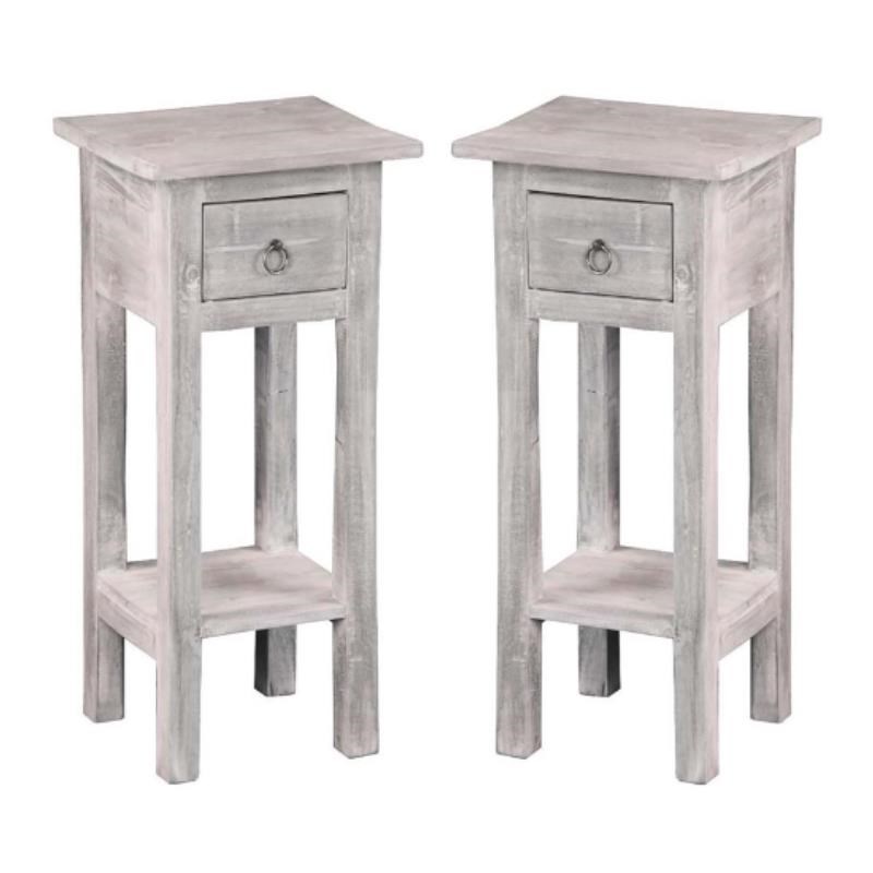 distressed gray wood end tables