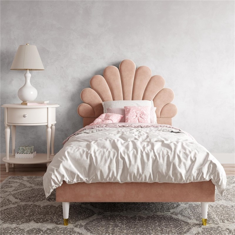 Little Seeds Monarch Hill Upholstered Poppy Bed in Twin Size Frame in