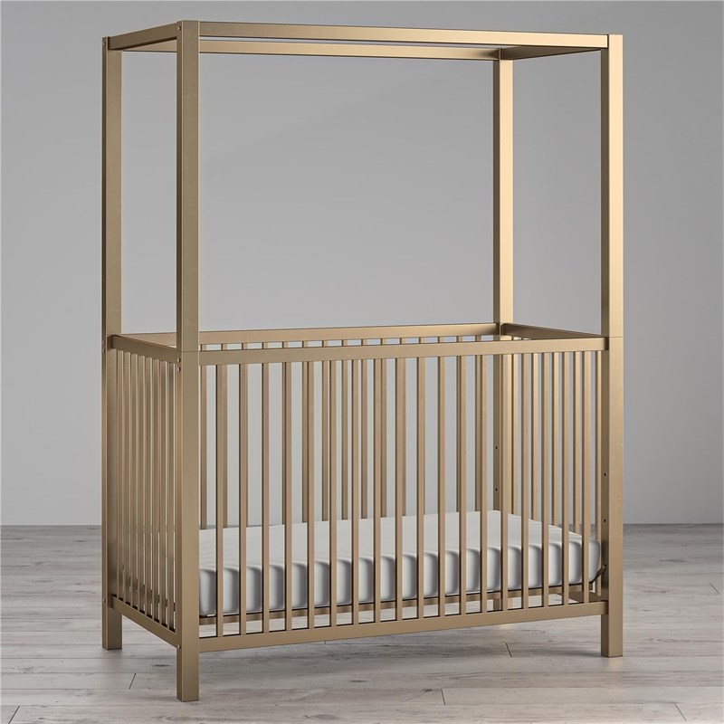 Little Seeds Contemporary Monarch Hill Haven Gold Metal Canopy Crib ...