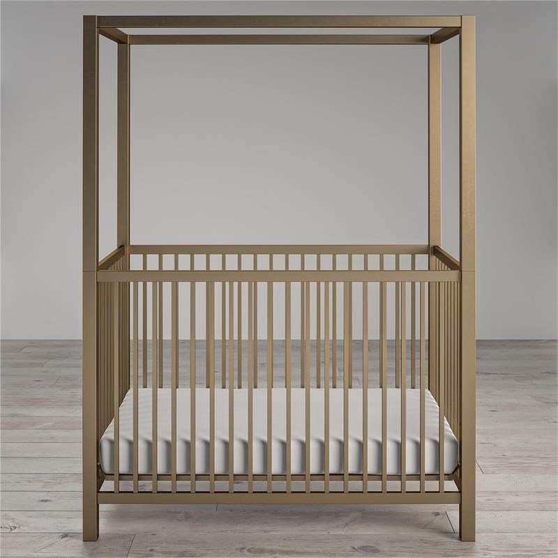 Little Seeds Contemporary Monarch Hill Haven Gold Metal Canopy Crib Homesquare