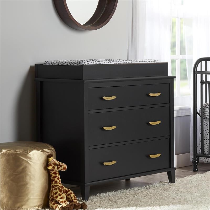 Little Seeds Modern Monarch Hill Hawken Wood 3 Drawer Changing Table in Black