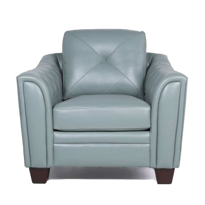 maklaine tufted leather accent chair in spa green m4960
