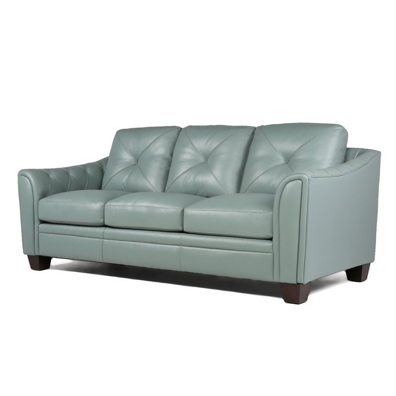 Maklaine Tufted Leather Sofa In Spa, How To Tufted Leather Couch