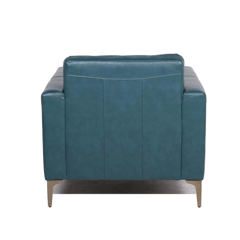 maklaine leather accent chair with tufted back in turquoise - m-4960 ...