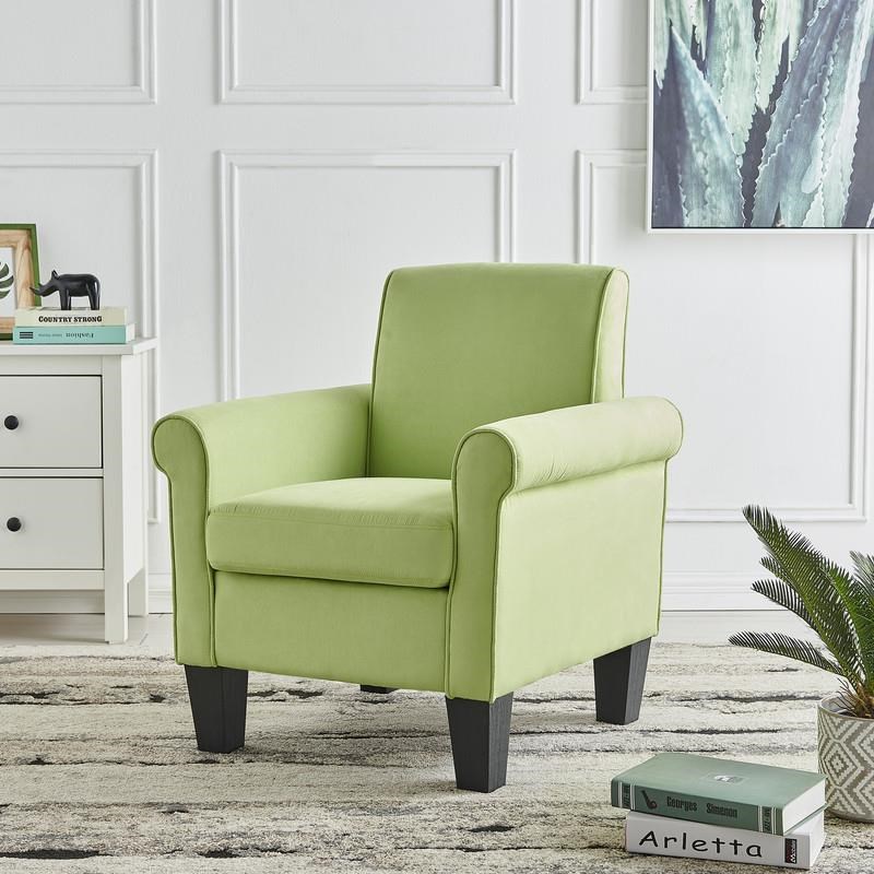 Maklaine Microfiber Accent Arm Chair in Green