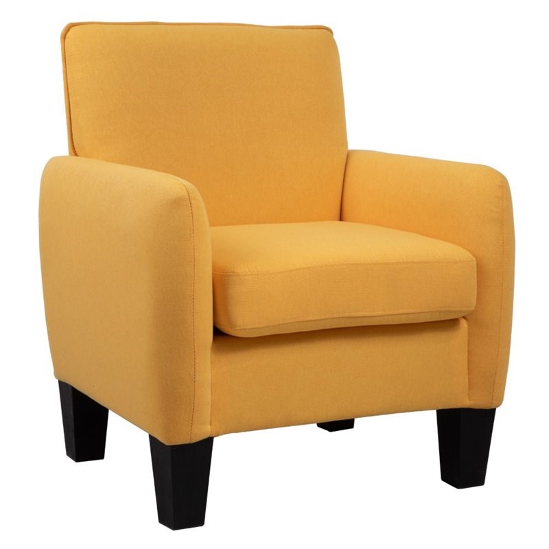 Maklaine Linen Accent Arm Chair in Yellow Homesquare