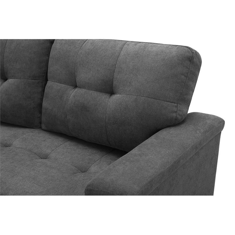 Maklaine Fabric Sleeper Sectional Chaise in Gray Homesquare