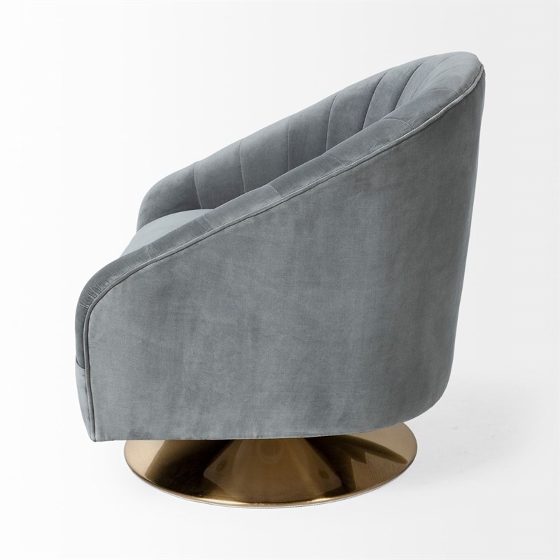 maklaine velvet barrel chair with swivel base in gray m49602003739