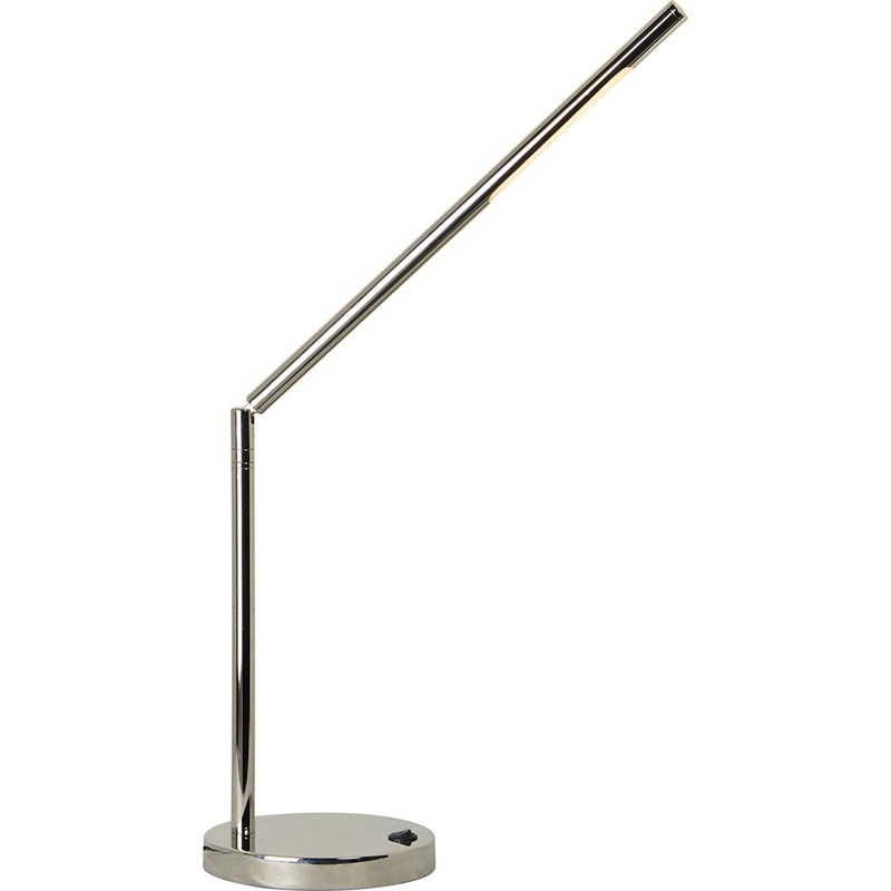 Maklaine Modern Table Lamp in Polished Nickel and White