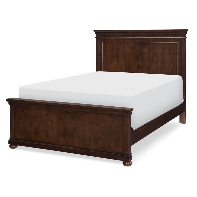 Maklaine Traditional Classic Full Panel Bed in Warm Cherry Finish Wood