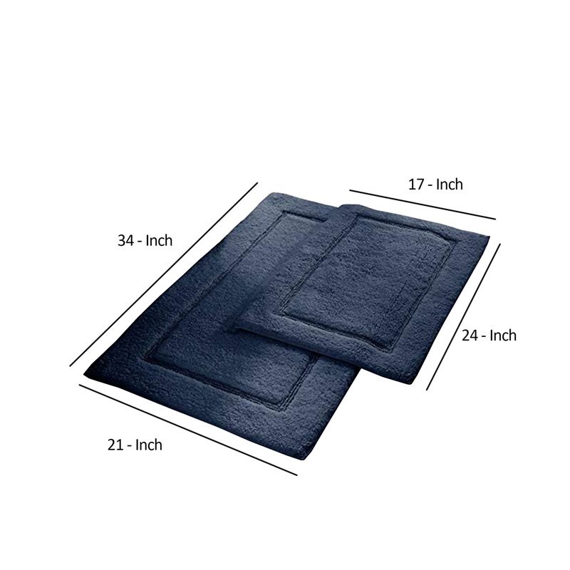 Maklaine 2-Piece Modern Fabric Bath Mats with Non Slippery Back in Blue