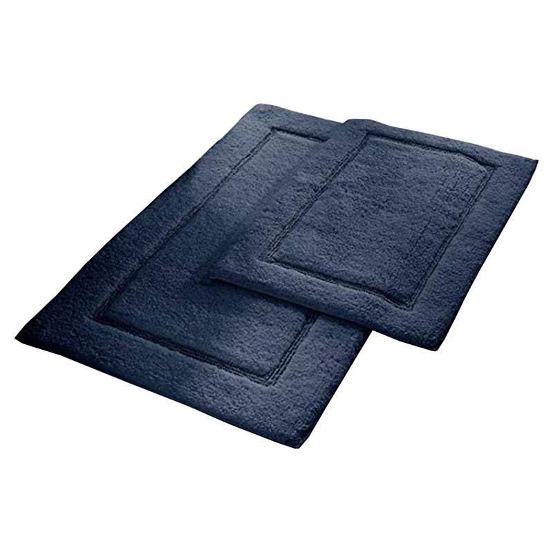 Maklaine 2-Piece Modern Fabric Bath Mats with Non Slippery Back in Blue