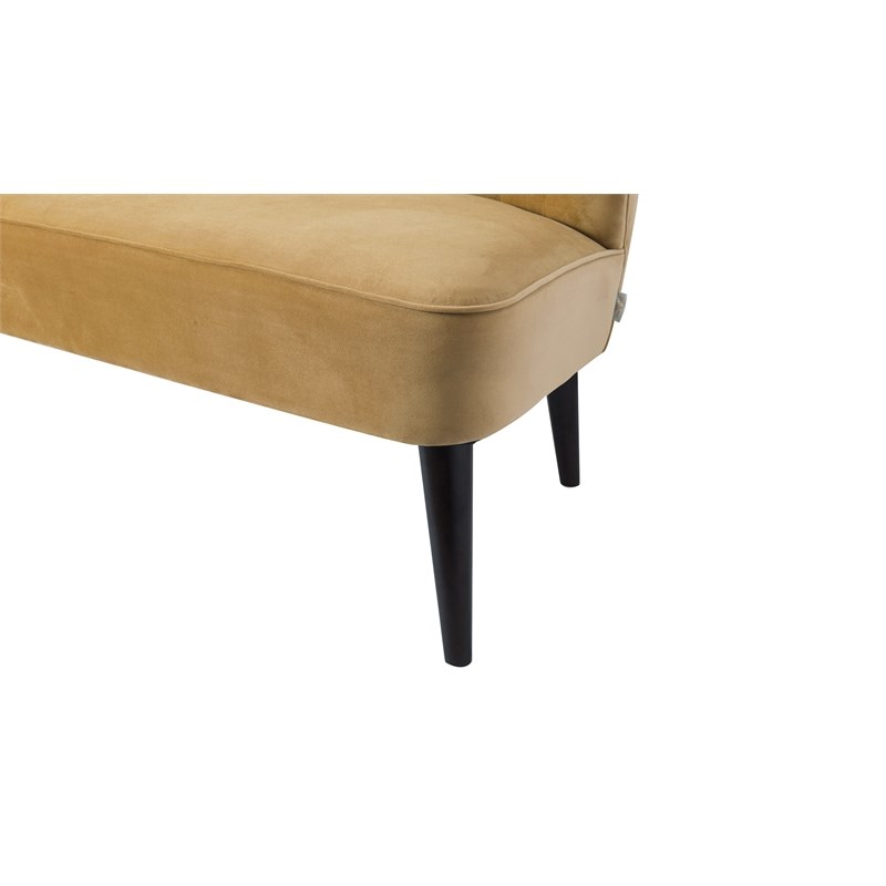 Maklaine Contemporary Channel and Button Tufted Settee in Gold