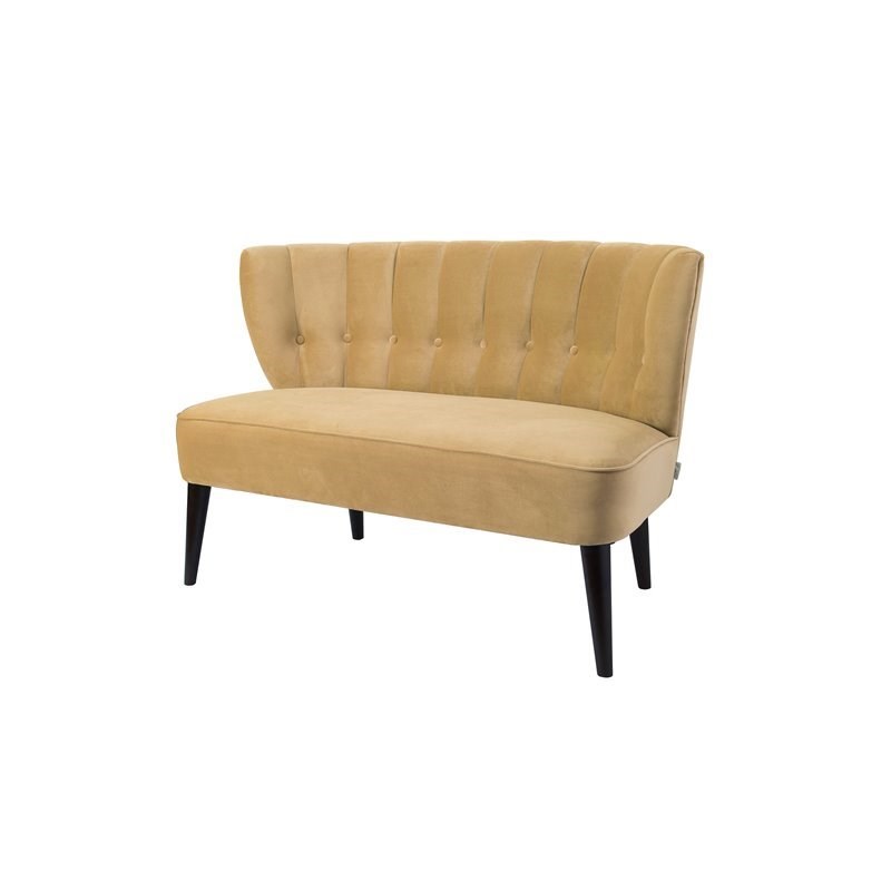 Maklaine Contemporary Channel and Button Tufted Settee in Gold