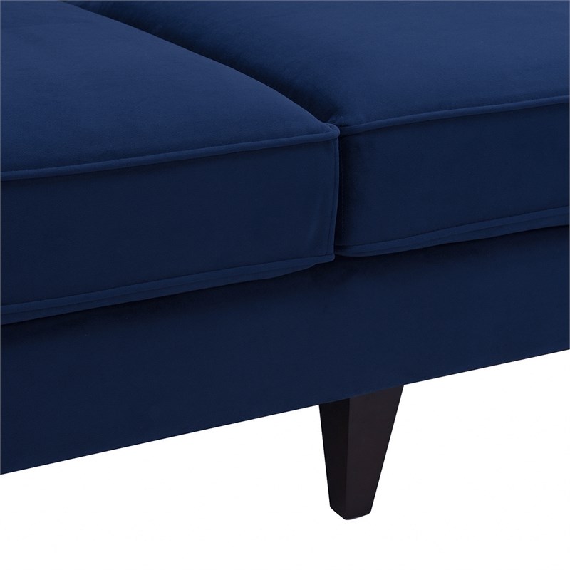 Maklaine Contemporary Hardwood Tufted Right Sectional Sofa in Navy Blue