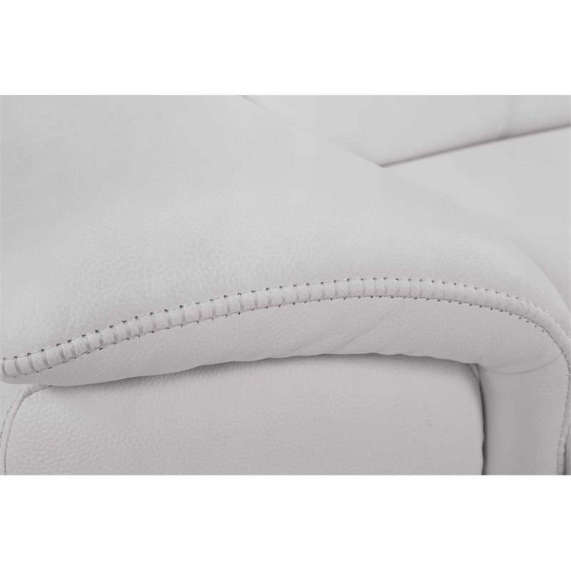 Maklaine Modern Genuine Italian Leather Power Reclining Loveseat in White