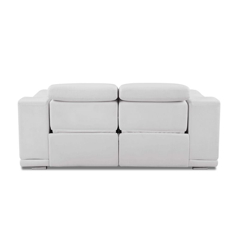 Maklaine Modern Genuine Leather Power Reclining Sofa & Loveseat in White