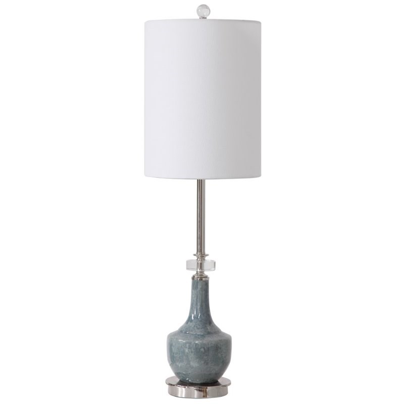 Maklaine Contemporary Ceramic Buffet Lamp in Mottled Blue