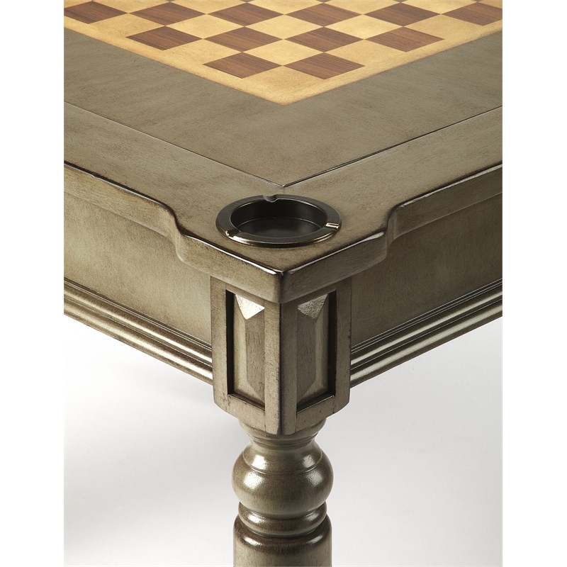 Maklaine Transitional Engineered Wood Multi Game Table in Silver
