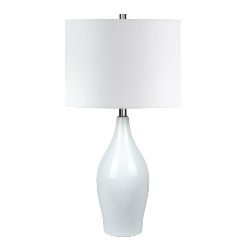 Maklaine Contemporary 28.25' Ceramic Table Lamp in White