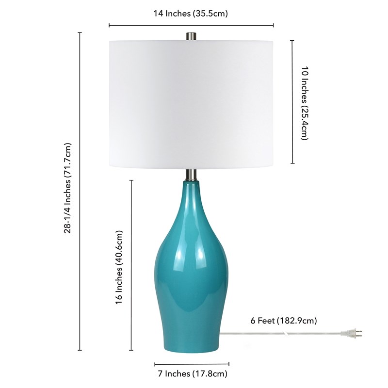 Maklaine Contemporary 28.25' Ceramic Table Lamp in Green