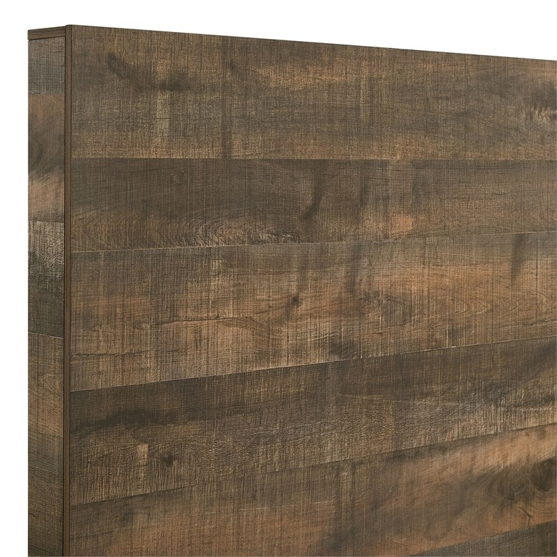 Maklaine Transitional Wood King Panel 6PC Bedroom Set in Walnut