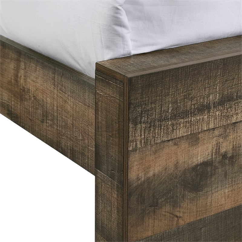 Maklaine Transitional Wood King Panel 6PC Bedroom Set in Walnut