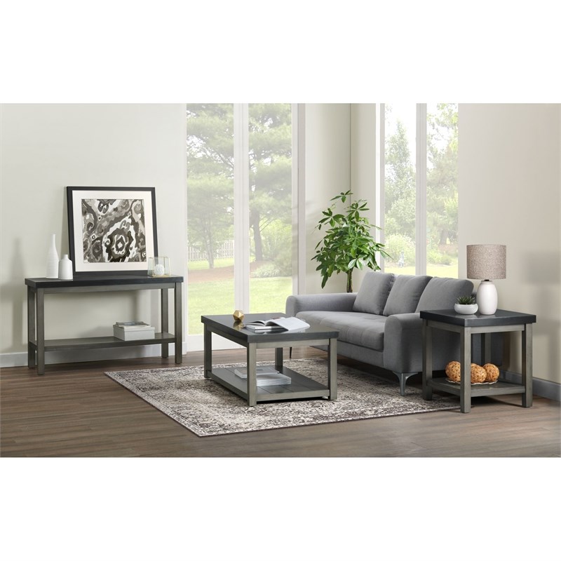 Maklaine Transitional Wood 3PC Occasional Table Set in Black