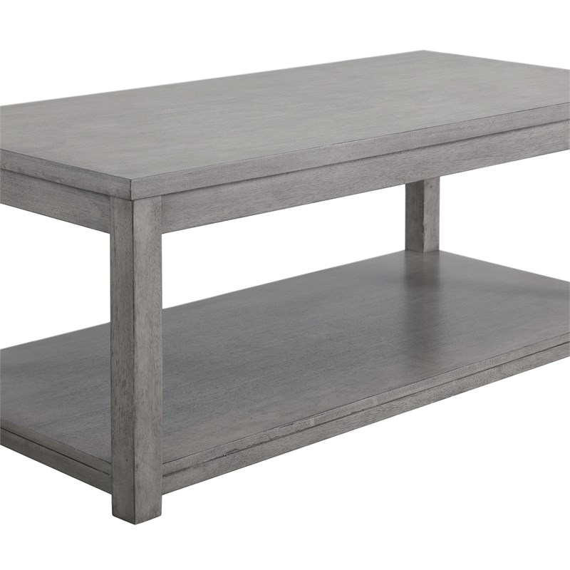 Maklaine Transitional Wood Occasional Table Set in Gray Finish